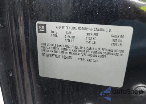 2009 Chevrolet Impala Ls z USA, uszkodzony, nr VIN 2G1WB57N591105503